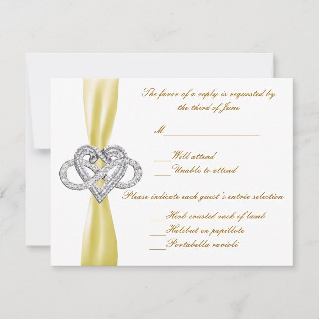 Cartão de Resposta Coração Infinito Amarelo (Frente)