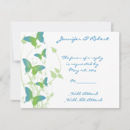 Cartão de Resposta da Vinha da Borboleta Azul e Ve