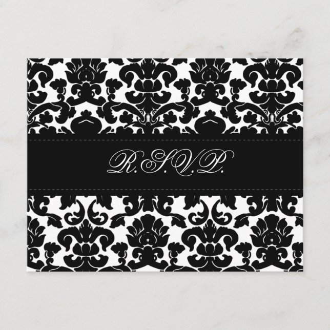 Cartão de Resposta Damasko Preto e Branco (Frente)