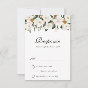 cartão de resposta de aquarela floral Magnolia