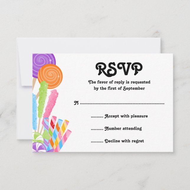 Cartão de Resposta de Bat Mitzvah do Tema Candy (Frente)
