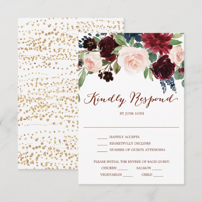 Cartão de Resposta de Casamento Abóbora de Outono (Frente/Verso)