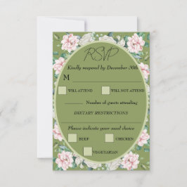 Cartão de Resposta de Casamento Abraço Floral Eleg