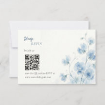 Cartão de Resposta de Casamento Algo Azul