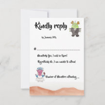 Cartão de Resposta de Casamento Alternativo de Mon