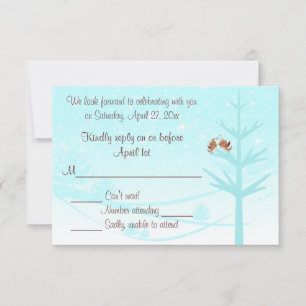Cartão de Resposta de Casamento Aqua, Taupe, Brown