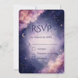 Cartão de Resposta de Casamento Aquarela Celestial