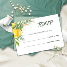 Cartão de Resposta de Casamento Aquarela Limão