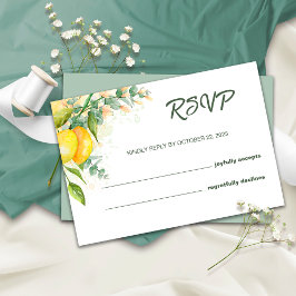 Cartão de Resposta de Casamento Aquarela Limão