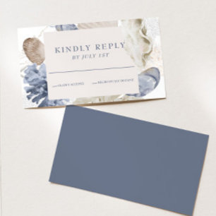 Cartão de Resposta de Casamento Azul Beach SeaShel