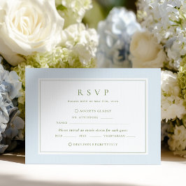 Cartão de Resposta de Casamento Azul e Sage Elegan