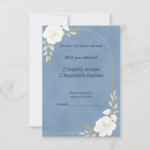 Cartão de Resposta de Casamento Azul Empoeirado