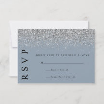 Cartão de Resposta de Casamento Azul Empoeirado e 