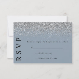 Cartão de Resposta de Casamento Azul Empoeirado e 