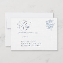 Cartão de resposta de casamento azul francês cláss