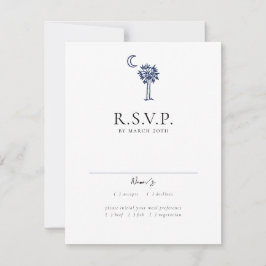 Cartão de Resposta de Casamento Azul Marinho Charl