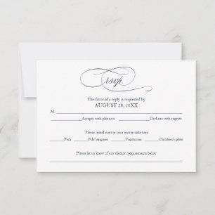 Cartão de Resposta de Casamento Azul Marinho Simpl