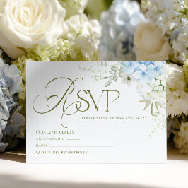 Cartão de Resposta de Casamento Blue Floral Hydran