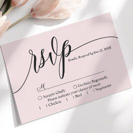 Cartão de Resposta de Casamento Blush Pink com Let