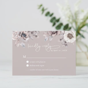 Cartão de Resposta de Casamento Boho Bege & Mauve 