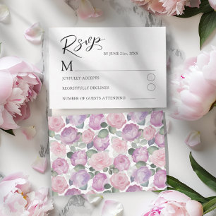 Cartão de Resposta de Casamento Boho Blush Rose RS