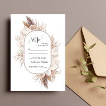 Cartão de Resposta de Casamento Boho Fall Flowers