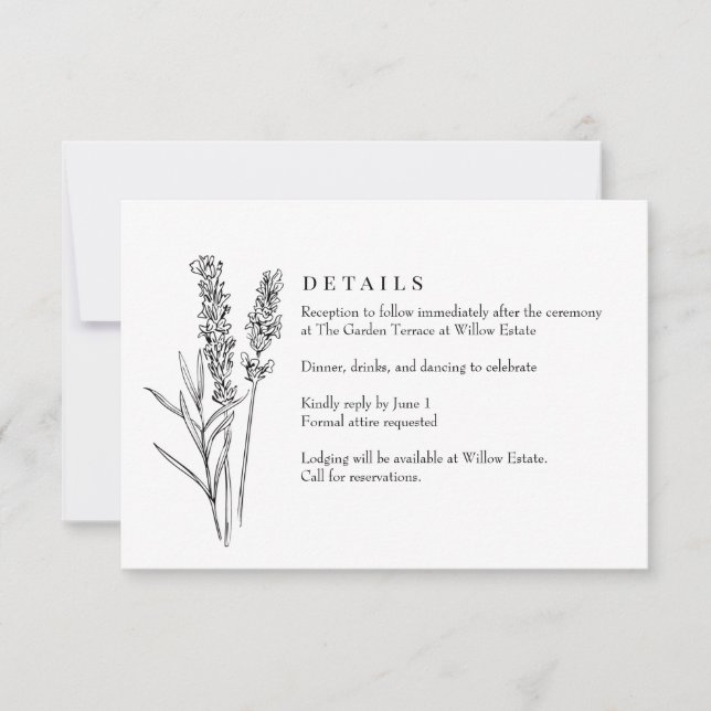 Cartão de Resposta de Casamento Boho Flor Silvestr (Frente)