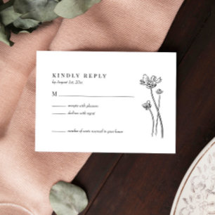 Cartão de Resposta de Casamento Boho Flor Silvestr