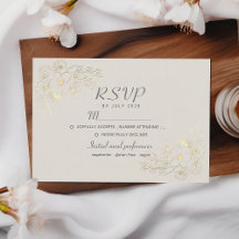 Cartão de Resposta de Casamento Boho Floral Dourad