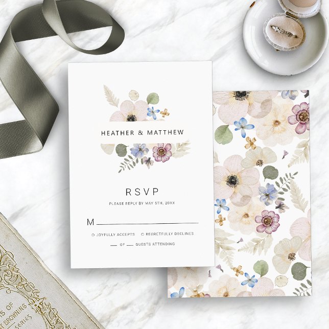 Cartão de Resposta de Casamento Boho Moderno (Modern Boho Floral Wedding RSVP Card by Painted Paperie
)