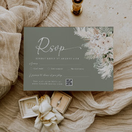 Cartão de Resposta de Casamento Boho Sage Verde co