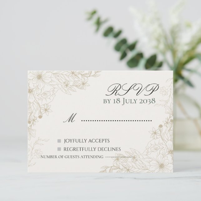 Cartão de Resposta de Casamento Boho Wildflower  (Em pé/Frente)