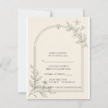 Cartão de Resposta de Casamento Botânico de Olivei