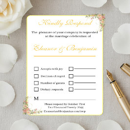 Cartão de Resposta de Casamento Botânico Minimalis