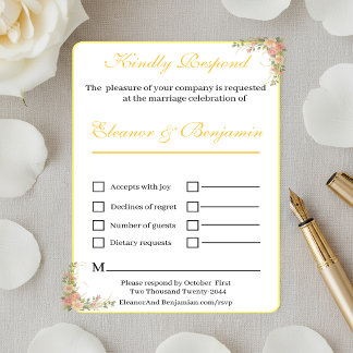 Cartão de Resposta de Casamento Botânico Minimalis