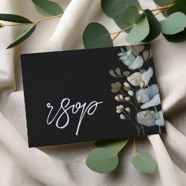 Cartão de Resposta de Casamento Botânico Preto e B