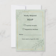 Cartão de Resposta de Casamento Botânico Verde Sag