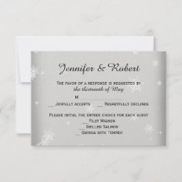 Cartão de Resposta de Casamento Branca e Silver Sn
