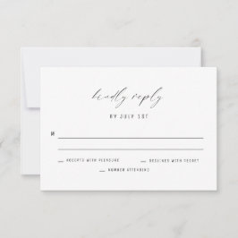 Cartão de Resposta de Casamento Branco e Preto Ele