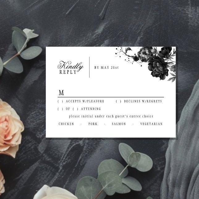 Cartão de Resposta de Casamento Branco Gótico Clás (Criador carregado)