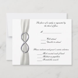 Cartão de Resposta de Casamento Branco Silver Infi