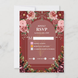 Cartão de Resposta de Casamento Burgundy Mal-humor