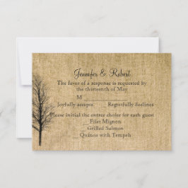 Cartão de Resposta de Casamento Burlap e Birch