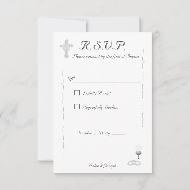 Cartão de Resposta de Casamento Católico Nuptial G (Frente)