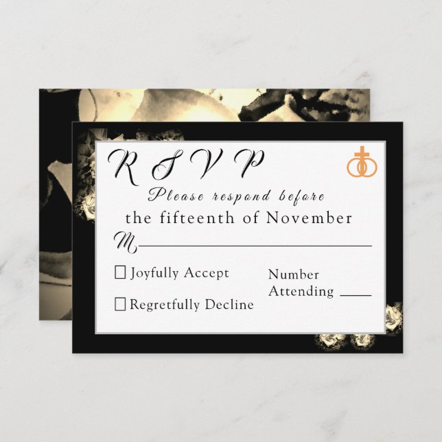 Cartão de Resposta de Casamento Católico para Rosa (Frente/Verso)