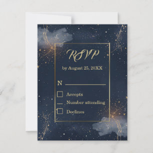 Cartão de Resposta de Casamento Celestial   Estrel