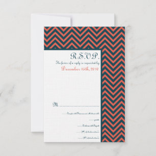 Cartão de Resposta de Casamento Chevron Neon Coral