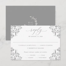 Cartão de Resposta de Casamento Clássico Vintage E