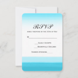 Cartão de Resposta de Casamento com Aquarela Azul 