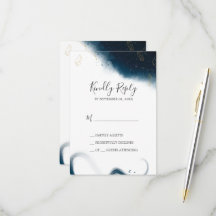 Cartão de Resposta de Casamento com Aquarela Celes